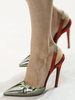 Modische High Heels aus Lack-PU mit Farbblock im Schlüpfen Style in Silbernfür Abend Pumps 10cm mit Stilettos für Damen