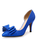 Modische High Heels aus Paillettestoff mit Schleife im Slip-On Style in Blau