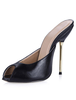 Modische Peep Toe Pantoletten für Damen aus mit Blockabsatz in Schwarz