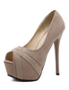 Modische Peeptoes aus Frottierstoff im Slip-On Style mit Stilettos