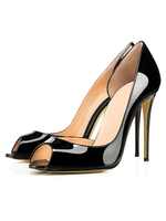 Modische Peeptoes aus Lack-PU im Slip-On Style mit Stilettos