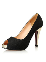 Modische Peeptoes aus Paillettestoff mit Glitzer im Slip-On Style und Stilettos