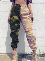 Mom Jeans Camouflage Khaki Polyesterhose Damen Hose mit hoher Taille