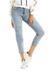 Mom Jeans Frauen Blue Denim Pants Hochhaus Reißverschluss Fly Waist Loose Hosen Jeans