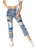 Mom Jeans Frauen Blue Jeans Cowboy Baumwolle Hochhose Taille Gerade Hose Spring Ripped Jeans