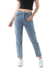 Mom Jeans Frauen Blue Jeans Polyester Raised Waist Lose Hose Jeanshose