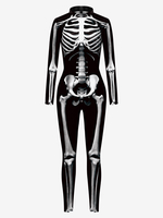 Monster-Strumpfanzug Halloween Frauen Halloween Jumpsuit Schwarzer Sliver Trikot Skeleton Halloween Furchtsame Lycra Spandex Catsuit Zentai