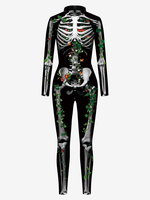 Monster-Strumpfanzug Halloween Frauen Halloween Zentai Jumpsuit Green Scary Skeleton Halloween Lycra Spandex Catsuit