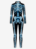 Monster-Strumpfanzug Halloween-Jumpsuit für Frauen Tiefbraunes Trikot-Skeleton Halloween gruselige Lycra-Spandex Catsuit Zentai
