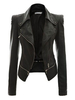 Motorradjacke aus schwarzem PU-Leder