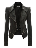 Motorradjacke aus schwarzem PU-Leder