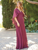 Mütter Brautkleid V-Ausschnitt Ärmellose A-Linie Plissee Bodenlang Chiffon Lila Hochzeit Gastkleider