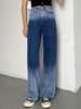 Mütter Jeans Damen Jeanshose Blaue Acryl Ombre Breite Hose Cowboy Lange Hose
