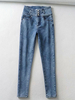 Mütter Jeans Damen Jeanshose Blaue Knöpfe Baumwolle Gerade Hose Lange Hose