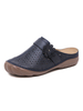 Mules Clogs Leder Blue Round Toe Slip On Schuhe