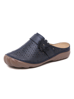 Mules Clogs Leder Blue Round Toe Slip On Schuhe