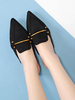 Mules Clogs PU Leder Black Pointed Toe Schuhe