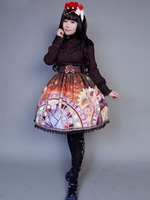 Multicolor Print Jahrgang synthetische Lolita Rock für Frauen