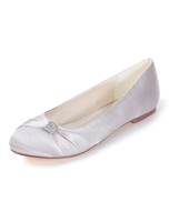 Mutter der Braut Schuhe Satin grau Runde Toe Strass Slip auf Hochzeit Gast Schuhe Brautschuhe