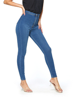 Mutter Jeans Frauen Blue Jeans Cowboy Polyester Erhöhter Reißverschluss Fliege Taille Röhrenhose Jeanshose