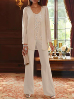 Mutterkleid Gestalteter Ausschnitt Lange Ärmel Zweiteilige Pailletten Kleider für Hochzeitsgäste