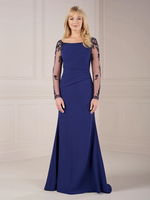 Mutterkleid Illusion Ärmel U-Boot-Ausschnitt Elegantes bodenlanges Kleid