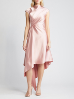 Mutterkleid mit hohem Kragen ärmellos A-Linie plissiert knielang Gastkleider für Hochzeit