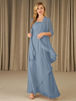 Mutterkleid mit quadratischem Ausschnitt und halblangen Ärmeln zweiteilig mit Applikationen Gastkleider für die Hochzeit