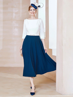 Mutterkleid mit Rundhalsausschnitt Halbarm A-Linie Perlenbesetzt wadenlang Gastkleider für Hochzeit