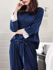 Nachtwäsche Spitze verzierte Langarm Outfit Loungewear für Frauen