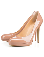 Nackte Platform Pumps 2021 High Heel Frauen Stiletto Runde Volltonfarbe Slip-On Schuhe