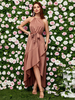 Neckholder-Maxikleid; ärmelloses; asymmetrisches langes Kleid aus Polyester