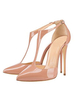 Nude High Heels Spitz Patent PU T Typ Kleid Schuhe Frauen Stiletto Heel Party Schuhe