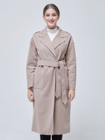 Oberbekleidung für Damen Umlegekragen Lace Up Lässige geknotete Apricot Maxi-Mantel