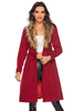 Oberbekleidung für Frau Burgunder Langarm Bögen Abnehmbarer Casual Wrap Coat