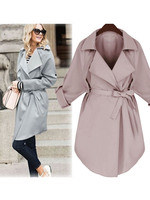 Oberbekleidung für Frau Pink Turndown Collar Long Sleeves Schnürung Casual Winter Coat