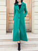 Oberbekleidung für Frau Turndown Kragen Knöpfe Retro Blue Green Winter Coat