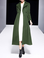Oberbekleidung für Frau Turndown Kragen Knöpfe Retro Hunter Green Winter Coat