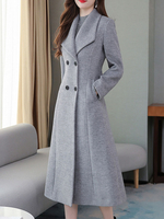 Oberbekleidung für Frauen Turndown Kragen Taschen Casual Black Maxi Coat Wintermantel