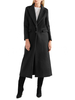 Oberbekleidung für Frauen V-Ausschnitt mit langen Ärmeln Taschen Casual Oversized Schwarzer Wollmantel
