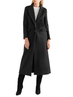 Oberbekleidung für Frauen V-Ausschnitt mit langen Ärmeln Taschen Casual Oversized Schwarzer Wollmantel