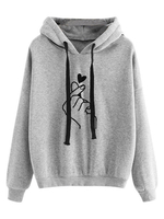 Oberbekleidung Frauen Kapuzenpullis Sweatshirts Schwarz Langarm Bedrucktes Kapuzenpulli aus Baumwolle