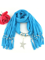 Oblong Scarf Star Pendant Fringe Schals