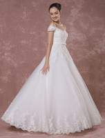 Off-the-Shoulder Kleid Spitze Brautkleid bodenlangen a-line Luxus Braut Brautkleid