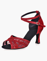 Offener Spitze schwarz Mesh Glitter Ballroom Schuhe