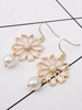 Ohrringe Blond Ausgeschnitten Metall Runde Brilliant Imitation Perle Durchbohrte Frauen Schmuck