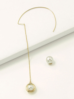 Ohrringe Blond Ketten Zinklegierung Chic Runde Brilliant Imitation Perle durchbohrt Frauen Schmuck