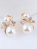 Ohrringe Blond Metall Runde Brilliant Strass Piercing Damen Schmuck