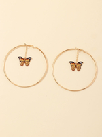 Ohrringe Blond Schmetterling Metall Rund Brillant Nicht Stein Durchbohrt Damen Schmuck