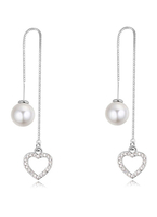 Ohrringe für Damen in Weiß 1 Piercing Ohrringe Ohrring Perlen und Kristall mit vollbrillantschliff in Weiß
